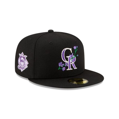 Colorado Rockies Gorra | New Era MLB Side Patch Bloom 59fifty Fitted Cap Mexico - Negros